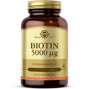 مکمل بیوتین سولگار 5000میکروگرم کاملا گیاهی 50عددی SOLGAR BIOTIN