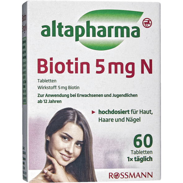 قرص بیوتین 5میلی گرم آلتا فارما تقویت مو و ناخن 60عددی BIOTIN 5MG N