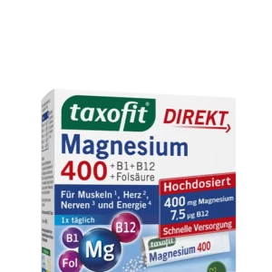 مکمل حرفه ای منیزیم400 تاکسوفیت ساشه (کد6333) taxofit® Magnesium 400 B1+B12+Folsaure
